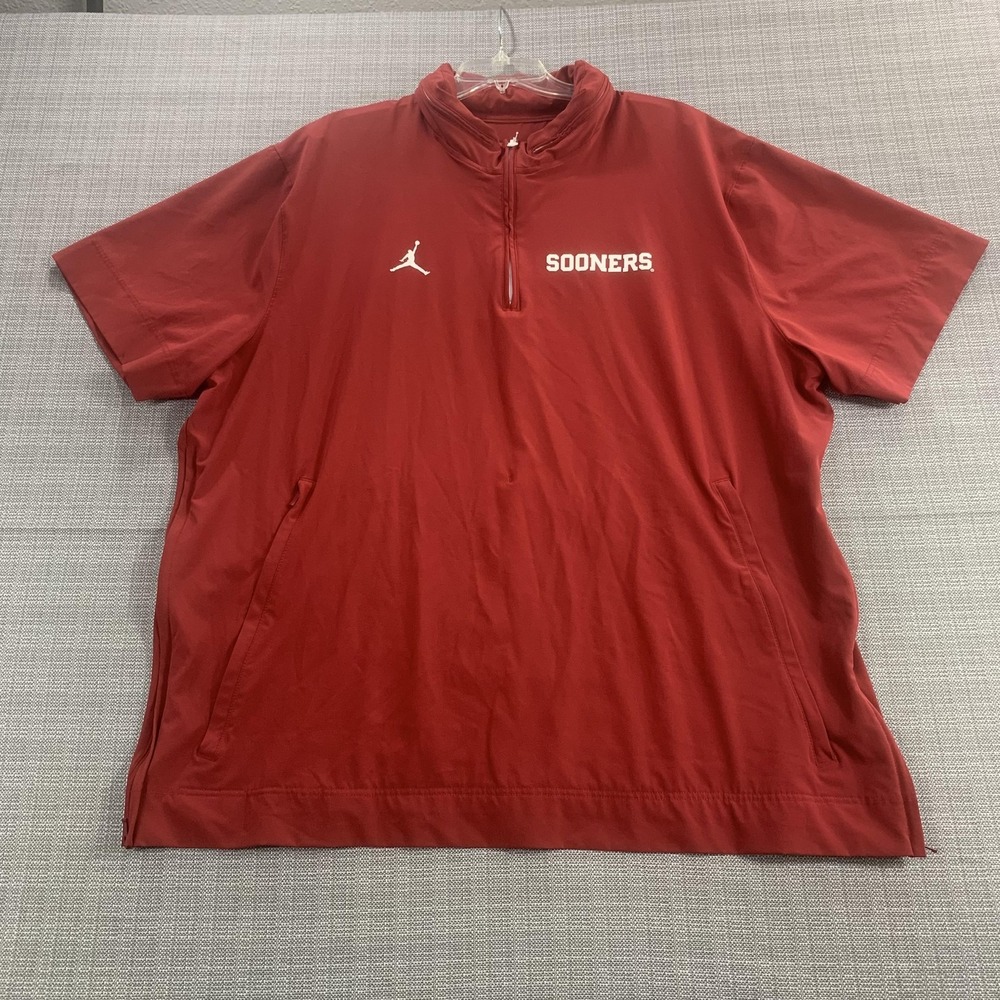 Oklahoma Sooners Nike Jordan Hoodie Mens 2XL Red Quarter Zip Packable Hood
